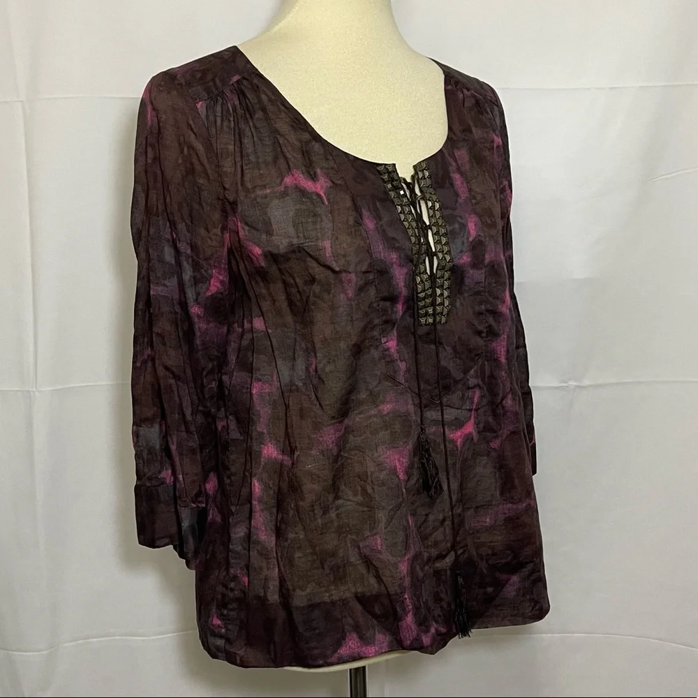 J. Crew Semi Sheer Tie Front Blouse